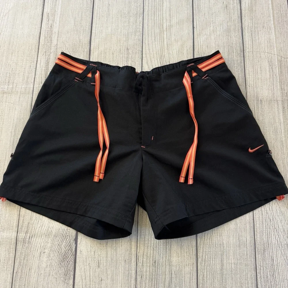Vintage Nike Running Shorts Pink Stripe Slash‎ Pocket Size Medium Black Active